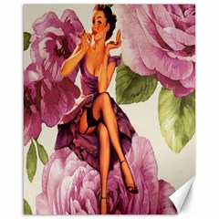 Cute Purple Dress Pin Up Girl Pink Rose Floral Art Canvas 16  X 20  (unframed) by chicelegantboutique