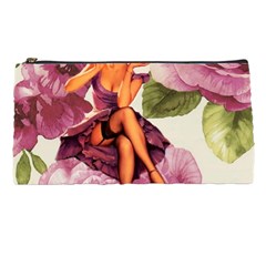 Cute Purple Dress Pin Up Girl Pink Rose Floral Art Pencil Case by chicelegantboutique