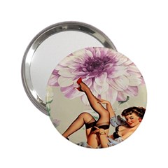 Gil Elvgren Pin Up Girl Purple Flower Fashion Art Handbag Mirror (2 25 ) by chicelegantboutique