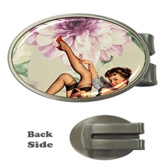 Gil Elvgren Pin Up Girl Purple Flower Fashion Art Money Clip (oval)