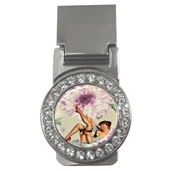 Gil Elvgren Pin Up Girl Purple Flower Fashion Art Money Clip (cz)