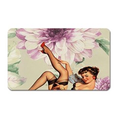 Gil Elvgren Pin Up Girl Purple Flower Fashion Art Magnet (rectangular) by chicelegantboutique