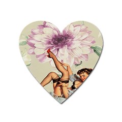 Gil Elvgren Pin Up Girl Purple Flower Fashion Art Magnet (heart) by chicelegantboutique