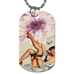 Gil Elvgren Pin Up Girl Purple Flower Fashion Art Dog Tag (one Sided) by chicelegantboutique