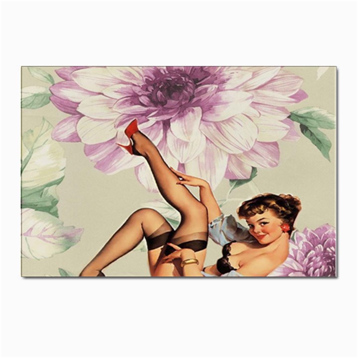 Gil Elvgren Pin Up Girl Purple Flower Fashion Art Postcards 5  x 7  (10 Pack)