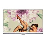 Gil Elvgren Pin Up Girl Purple Flower Fashion Art Business Card Holder Front