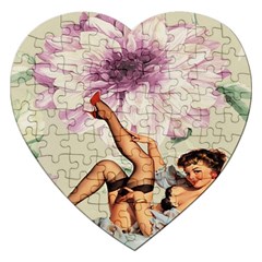 Gil Elvgren Pin Up Girl Purple Flower Fashion Art Jigsaw Puzzle (heart)