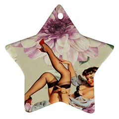 Gil Elvgren Pin Up Girl Purple Flower Fashion Art Star Ornament (two Sides) by chicelegantboutique