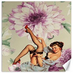 Gil Elvgren Pin Up Girl Purple Flower Fashion Art Canvas 12  X 12  (unframed) by chicelegantboutique