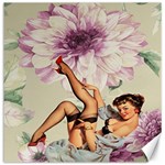 Gil Elvgren Pin Up Girl Purple Flower Fashion Art Canvas 12  x 12  (Unframed) 11.4 x11.56  Canvas - 1