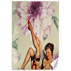 Gil Elvgren Pin Up Girl Purple Flower Fashion Art Canvas 12  X 18  (unframed)