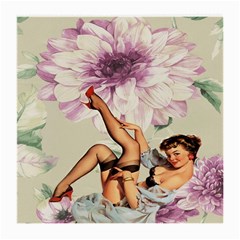 Gil Elvgren Pin Up Girl Purple Flower Fashion Art Glasses Cloth (medium, Two Sided)