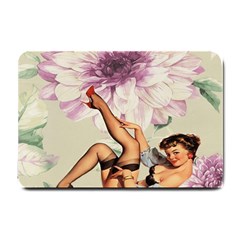 Gil Elvgren Pin Up Girl Purple Flower Fashion Art Small Door Mat