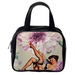 Gil Elvgren Pin Up Girl Purple Flower Fashion Art Classic Handbag (one Side) by chicelegantboutique