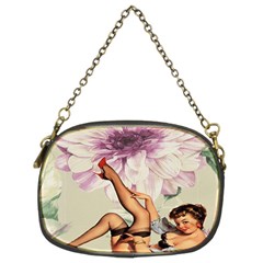 Gil Elvgren Pin Up Girl Purple Flower Fashion Art Chain Purse (two Sided) 