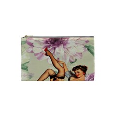 Gil Elvgren Pin Up Girl Purple Flower Fashion Art Cosmetic Bag (small) by chicelegantboutique