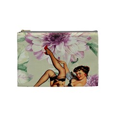 Gil Elvgren Pin Up Girl Purple Flower Fashion Art Cosmetic Bag (medium) by chicelegantboutique