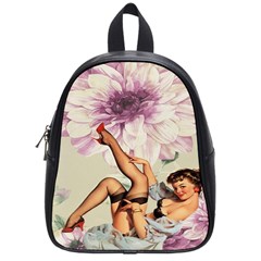 Gil Elvgren Pin Up Girl Purple Flower Fashion Art School Bag (small) by chicelegantboutique