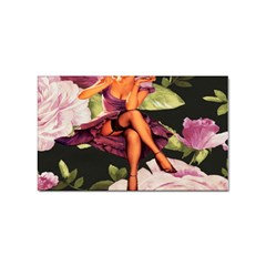 Cute Gil Elvgren Purple Dress Pin Up Girl Pink Rose Floral Art Sticker 10 Pack (rectangle) by chicelegantboutique