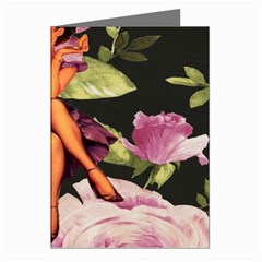 Cute Gil Elvgren Purple Dress Pin Up Girl Pink Rose Floral Art Greeting Card (8 Pack) by chicelegantboutique