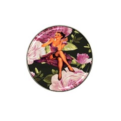 Cute Gil Elvgren Purple Dress Pin Up Girl Pink Rose Floral Art Golf Ball Marker (for Hat Clip) by chicelegantboutique