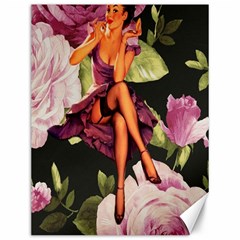 Cute Gil Elvgren Purple Dress Pin Up Girl Pink Rose Floral Art Canvas 12  X 16  (unframed) by chicelegantboutique