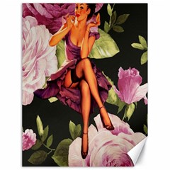 Cute Gil Elvgren Purple Dress Pin Up Girl Pink Rose Floral Art Canvas 18  X 24  (unframed) by chicelegantboutique