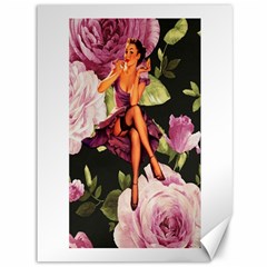 Cute Gil Elvgren Purple Dress Pin Up Girl Pink Rose Floral Art Canvas 36  X 48  (unframed) by chicelegantboutique