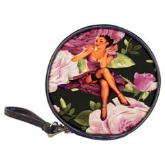 Cute Gil Elvgren Purple Dress Pin Up Girl Pink Rose Floral Art Cd Wallet by chicelegantboutique