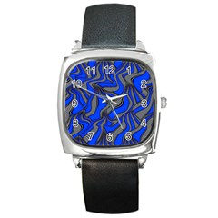 Foolish Movements Blue Square Leather Watch