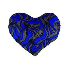 Foolish Movements Blue 16  Premium Heart Shape Cushion 