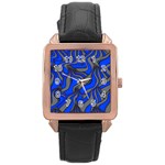 Foolish Movements Blue Rose Gold Leather Watch  Front