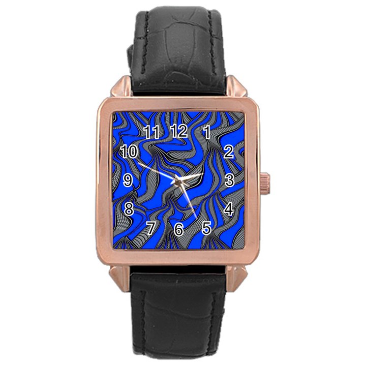 Foolish Movements Blue Rose Gold Leather Watch 