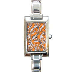 Foolish Movements Swirl Orange Rectangular Italian Charm Watch