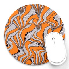 Foolish Movements Swirl Orange 8  Mouse Pad (round)