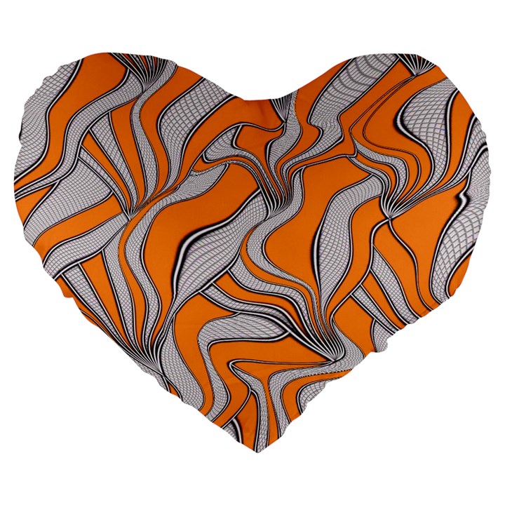 Foolish Movements Swirl Orange 19  Premium Heart Shape Cushion