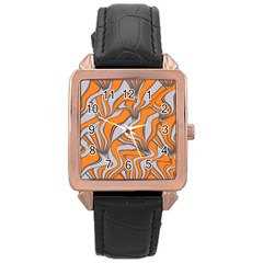 Foolish Movements Swirl Orange Rose Gold Leather Watch  by ImpressiveMoments