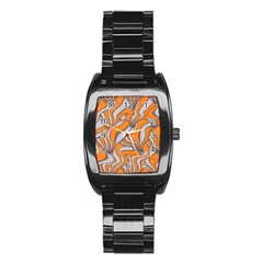 Foolish Movements Swirl Orange Men s Stainless Steel Barrel Analog Watch