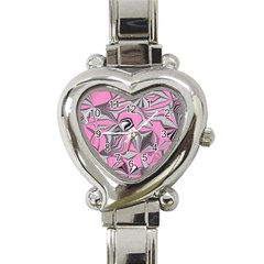 Foolish Movements Pink Effect Jpg Heart Italian Charm Watch 