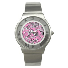 Foolish Movements Pink Effect Jpg Stainless Steel Watch (unisex)