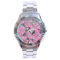 Foolish Movements Pink Effect Jpg Stainless Steel Watch (men s) by ImpressiveMoments