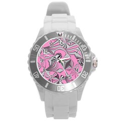 Foolish Movements Pink Effect Jpg Plastic Sport Watch (large)