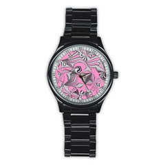 Foolish Movements Pink Effect Jpg Sport Metal Watch (Black)