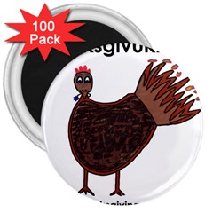 Turkey 3  Button Magnet (100 Pack) by Thanksgivukkah