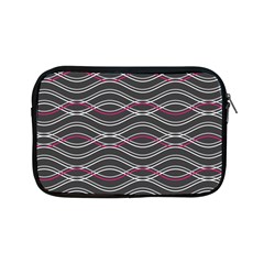 Black And Pink Waves Pattern Apple Ipad Mini Zipper Case by MCGIFTSHOP