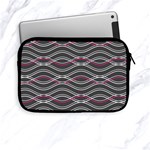 Black And Pink Waves Pattern Apple iPad Mini Zipper Case Front