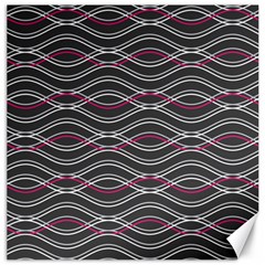 Black And Pink Waves Pattern Canvas 12  X 12  (unframed)