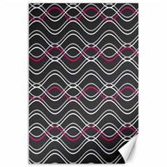 Black And Pink Waves Pattern Canvas 12  X 18  (unframed)