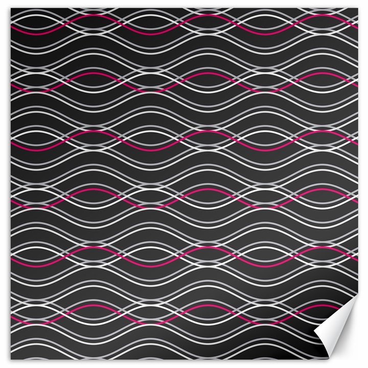 Black And Pink Waves Pattern Canvas 16  x 16  (Unframed)