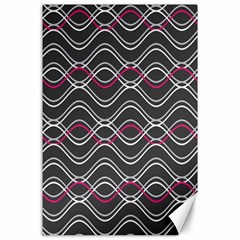 Black And Pink Waves Pattern Canvas 24  X 36  (unframed)